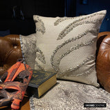 Animal Spur - White Linen & Faux Leather Throw Pillow Cover