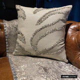 Animal Spur - White Linen & Faux Leather Throw Pillow Cover