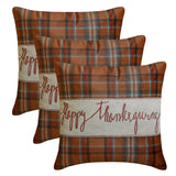 Thankful Harvest - Orange Velvet Happy Thanksgiving Throw Cushion Cover