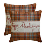 Thankful Harvest - Orange Velvet Happy Thanksgiving Throw Cushion Cover
