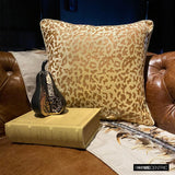 Roar - Beige Velvet Throw Cushion Cover