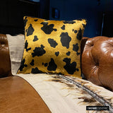 Hello Cow - Gold Velvet Throw Cushion Cover