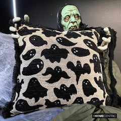 Spooky Ghost - Black Jacquard Spooky Decorative Throw Cushion Cover