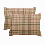 Plaidflow Pink - Pink Velvet Winter Plaid Lumbar Cushion Cover