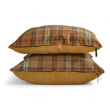 Plaidflow Orange - Orange Velvet Winter Plaid Lumbar Cushion Cover