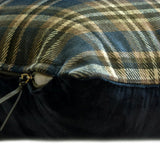 Plaidscape Navy - Navy Blue Velvet Winter Plaid  Throw Cushion Cover