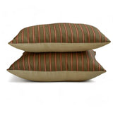 Parallel Stripes Green - Green Cotton Striped Oblong Lumbar Cushion Cover