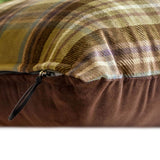 Plaidscape Olive - Green Velvet Winter Plaid  Throw Cushion Cover