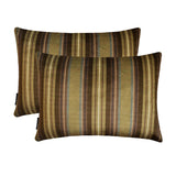 Linear Stripe Olive - Green Velvet Striped Oblong Lumbar Cushion Cover