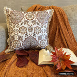 Autumn Serenade - Beige & Gray Velvet Decorative Throw Cushion Cover