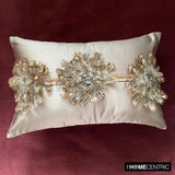 Plume Petal - Brown Satin Lumbar Cushion Cover