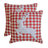 Furry Antlers - Red Cotton Decorative  Throw Cushion Cover