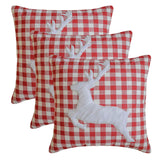 Furry Antlers - Red Cotton Decorative  Throw Cushion Cover