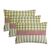 Holiday Grid - Green Cotton Decorative Lumbar Cushion Cover