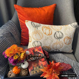 Pumpkin Pal - Orange Woven Jacquard Decorative Lumbar  Cushion Cover