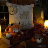 Pumpkin Fox - Green Woven Jacquard Home decor Throw Cushion Cover