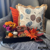 Cinnamon Pumpkins - Brown Woven Jacquard Decorative Throw Cushion Cover