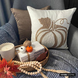 Bejeweled Pumpkin - Gold Linen Modern Pumpkin Decorative Throw Cushion Cover