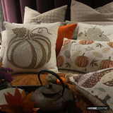 Bejeweled Pumpkin - Gold Linen Modern Pumpkin Decorative Throw Cushion Cover
