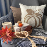 Bejeweled Pumpkin - Gold Linen Modern Pumpkin Decorative Throw Cushion Cover