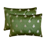 Festive Tree - Green Satin Decorative Lumbar Cushion Cover