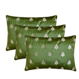 Festive Tree - Green Satin Decorative Lumbar Cushion Cover