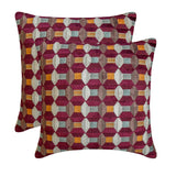 Burgundy Shapes - Burgubdy Velvet Decorative Throw Cushion Cover