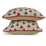 Merry Pine - Green & Red Jacquard Decorative Lumbar Cushion Cover
