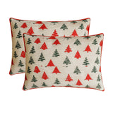 Merry Pine - Green & Red Jacquard Decorative Lumbar Cushion Cover