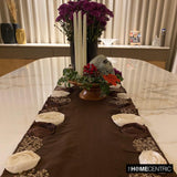 Satin Ribbon - Silk Dupioni Chocolate Brown, Ivory, Wine Decorative Table Runners
