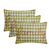Family - Green Cotton Decorative Lumbar Cushion Cover