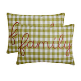 Family - Green Cotton Decorative Lumbar Cushion Cover