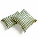 Checkmate Green - Green Cotton Decorative Throw Cushion Cover