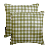 Checkmate Green - Green Cotton Decorative Throw Cushion Cover
