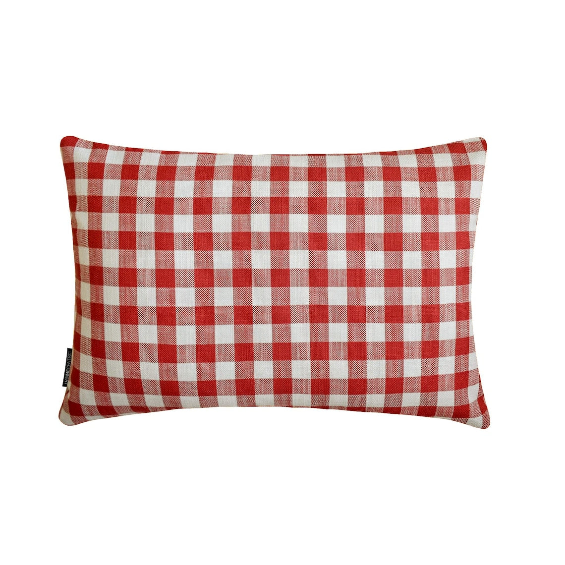 Grid Loom Red Lumbar Cushion Cover