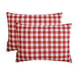 Grid Loom Red - Red Cotton Decorative Lumbar Cushion Cover