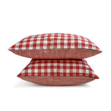 Grid Loom Red - Red Cotton Decorative Lumbar Cushion Cover