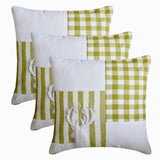 Reindeer Check - Green Cotton Decorative Throw  Cushion Cover