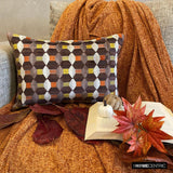Orange Rhythms - Orange Velvet Decorative Lumbar  Cushion Cover