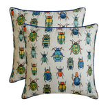 Creepy Crawlers - Blue Linen Spookys Decorative Throw Cushion Cover