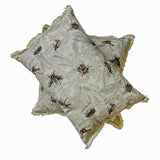 Night Crawlers - Beige Cotton Decorative Lumbar  Cushion Cover