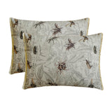 Night Crawlers - Beige Cotton Decorative Lumbar  Cushion Cover