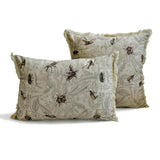 Night Crawlers - Beige Cotton Decorative Lumbar  Cushion Cover