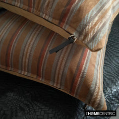 Linear Stripe Orange - Orange Velvet Christmas Striped Lumbar Cushion Cover