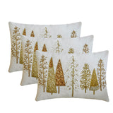 Gold Starry Fir - White & Gold Silk Decorative Lumbar Cushion Cover