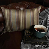 Linear Stripe Olive - Green Velvet Striped Oblong Lumbar Cushion Cover