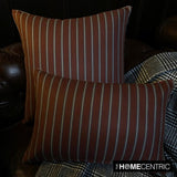 Parallel Stripes - Red Cotton Decorative Oblong Lumbar Cushion Cover