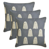 Ghostly Haunt - Gray Linen Spooky Decorative Throw Cushion Cover