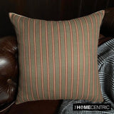 Linear Plush Green - Green Cotton Stripes Throw Cushion Cover