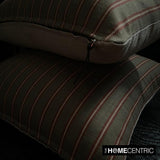 Parallel Stripes Green - Green Cotton Striped Oblong Lumbar Cushion Cover